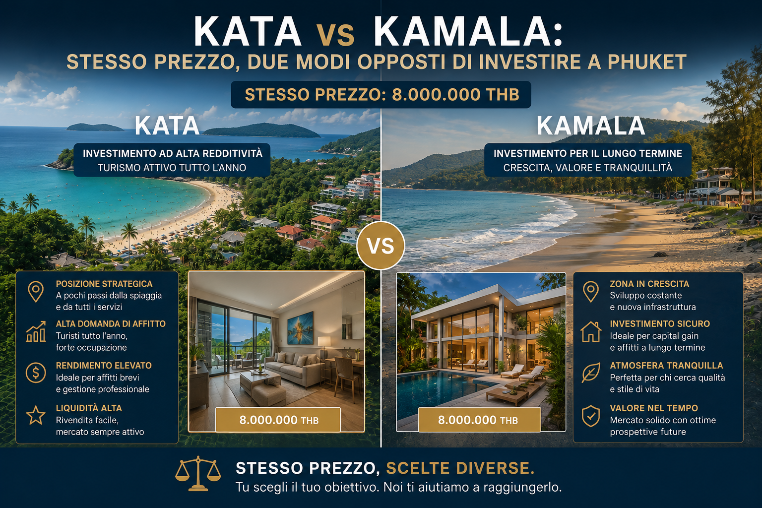 Kata vs Kamala: stesso prezzo, due modi opposti di investire a Phuket